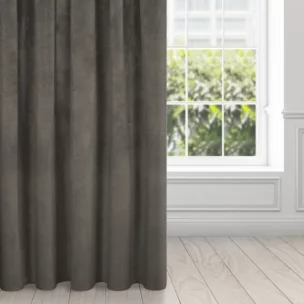 Zasłona grafitowa z ekskluzywnego aksamitnego welwetu 290 g/m2 140x270 cm taśma - RIA - Diva Line