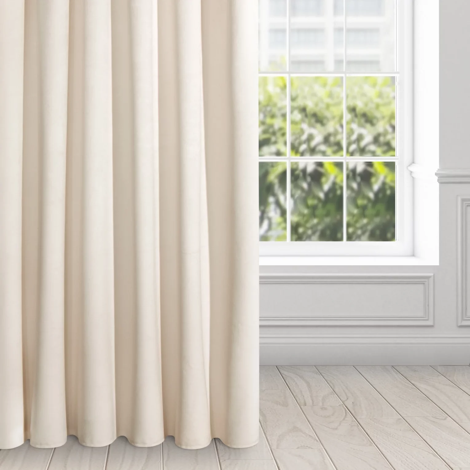 Zasłona jasnobeżowa z ekskluzywnego aksamitnego welwetu 290 g/m2 140x270 cm taśma - RIA - Diva Line