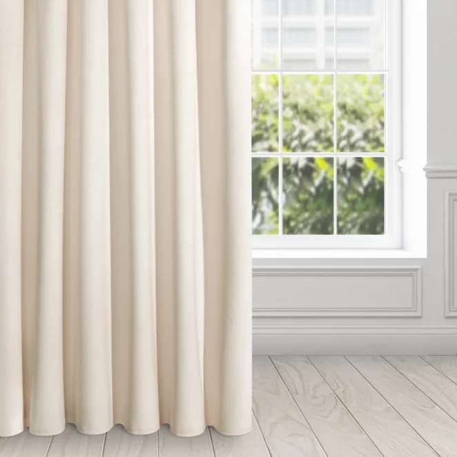 Zasłona jasnobeżowa z ekskluzywnego aksamitnego welwetu 290 g/m2 140x270 cm taśma - RIA - Diva Line