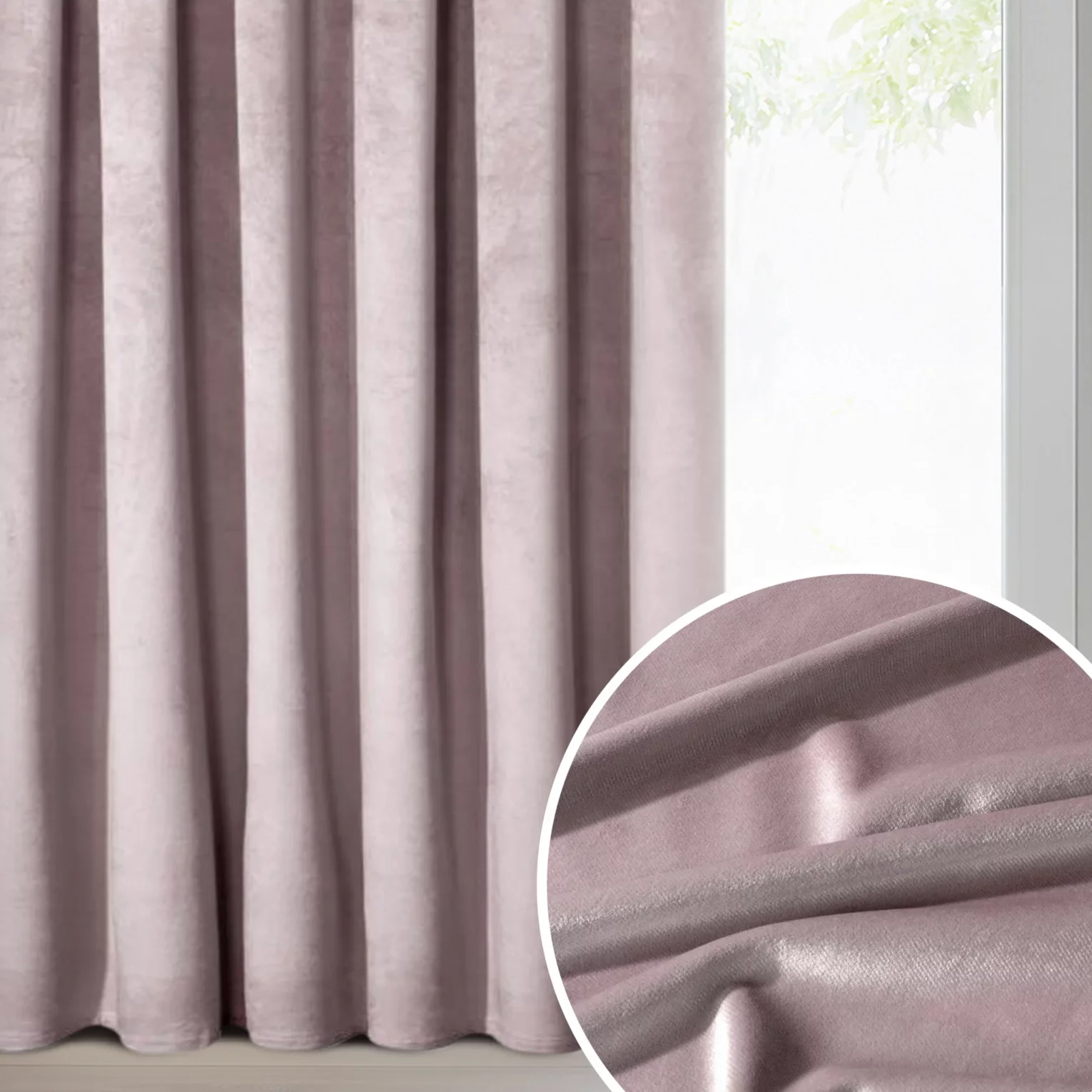 Zasłona pudrowy róż z tkaniny welwetowej 135x300 cm taśma - ROSA - Design 91