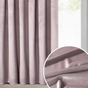 Zasłona pudrowy róż z tkaniny welwetowej 135x300 cm taśma - ROSA - Design 91