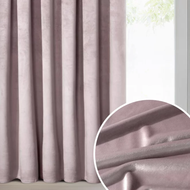 Zasłona pudrowy róż z tkaniny welwetowej 135x300 cm taśma - ROSA - Design 91