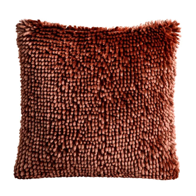 Poszewka na poduszkę 40x40 cm ruda z długimi ozdobnymi frędzlami SHAGGY