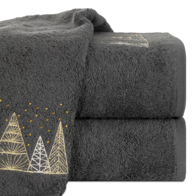 Ręcznik kąpielowy świąteczny 50X90 cm bawełniany kolor stalowy 450 g/m2 SANTA