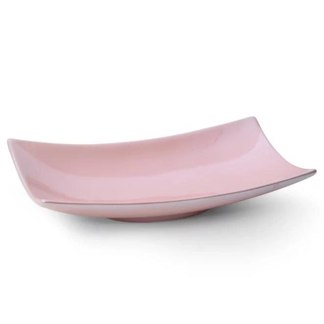 Patera ceramiczna dekoracyjna różowa z perłowym połyskiem 31x17x7 cm