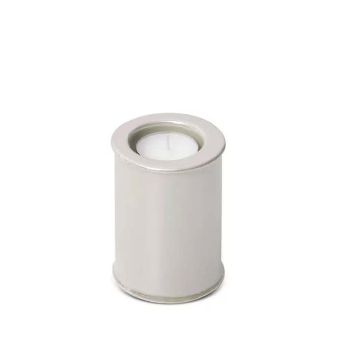 Świecznik ceramiczny perłowy w formie walca  z połyskiem średnica 7x10 cm SIMONA