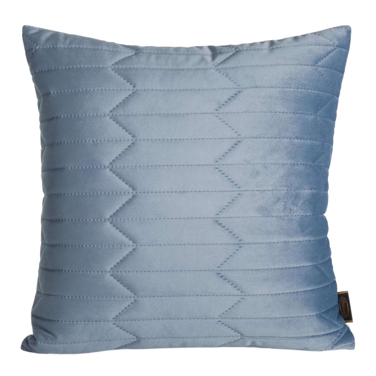 Poszewka na poduszkę 45x45 cm welwetowa, niebieska pikowana metodą hot press w geometryczny wzór SOFIA Eurofirany Premium