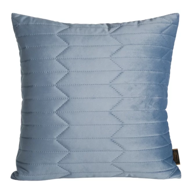 Poszewka na poduszkę 45x45 cm welwetowa, niebieska pikowana metodą hot press w geometryczny wzór SOFIA Eurofirany Premium