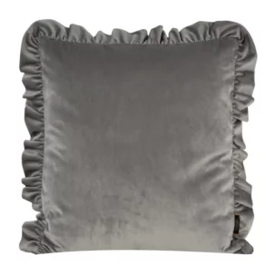 Poszewka na poduszkę 45x45 cm welwetowa kolor srebrny zdobiona na brzegach falbanami VELVET 25 Eurofirany Premium