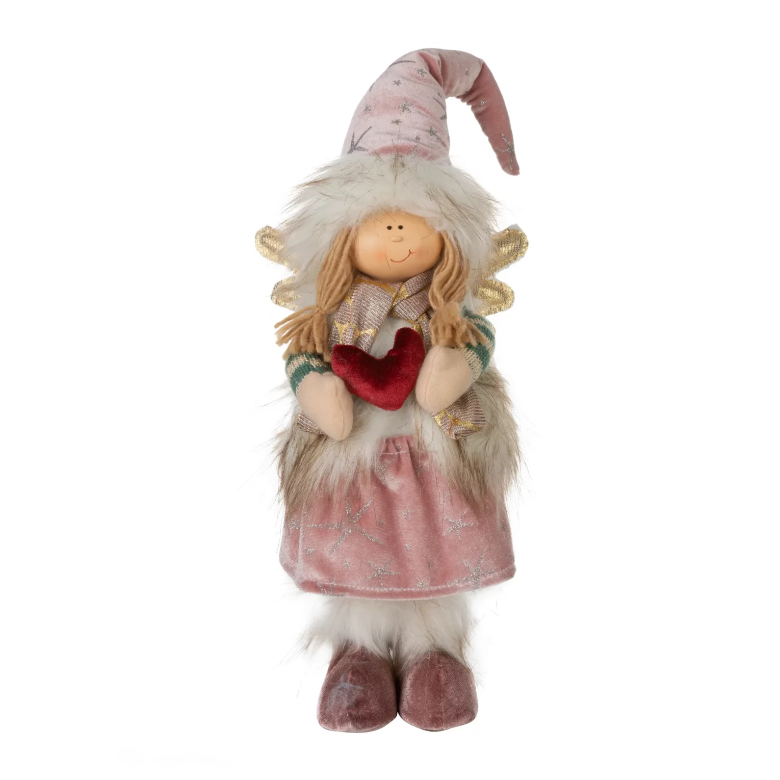 Figurka świąteczna DOLL elf w zimowym stroju z miękkich tkanin