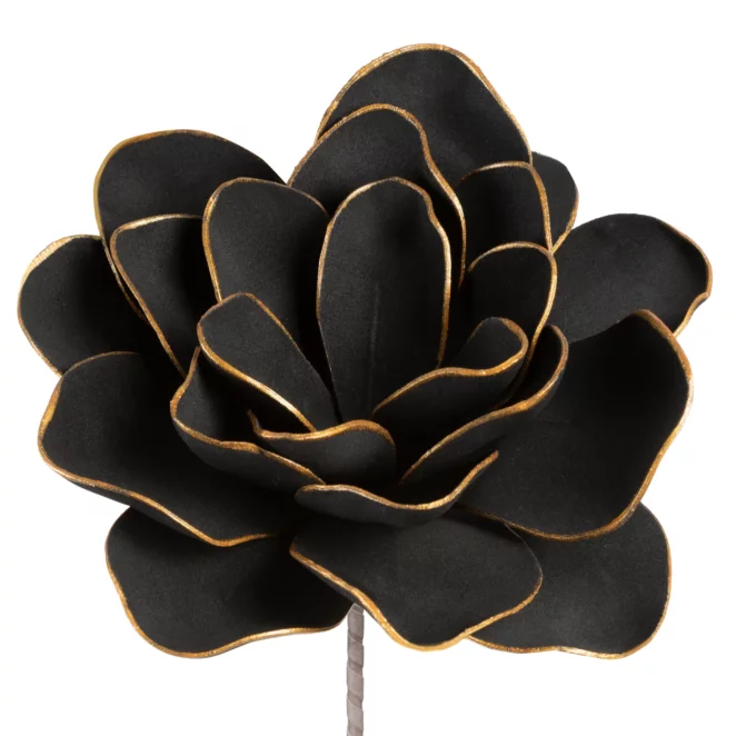Kwiat sztuczny czarno, złoty z plastycznej pianki foamiran 60 cm