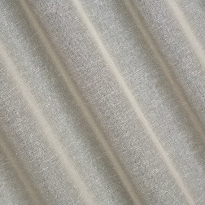 H201/7 Firana szyta na taśmie 5 cm beżowa z matowej etaminy o naturalnym splocie w stylu eko, wykończona obciążnikiem