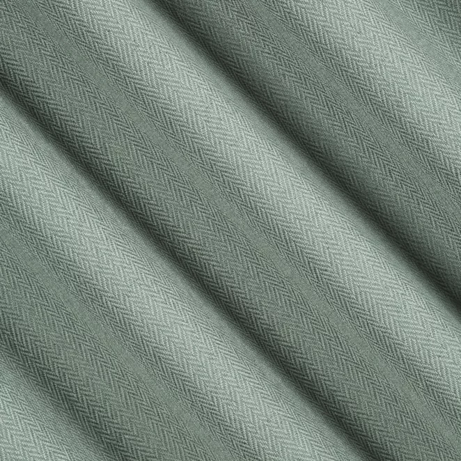 R232/8 Zasłona szyta na taśmie 5 cm miętowa z tkaniny z jodełkowym wzorem geometrycznym