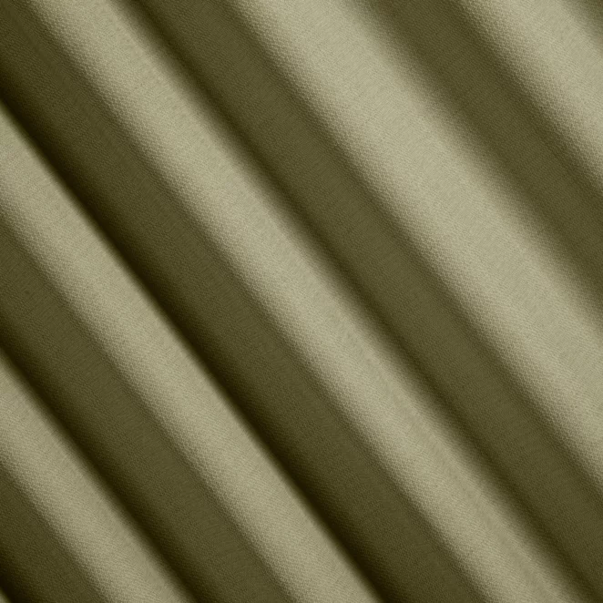 R226/16 Zasłona szyta na taśmie 5 cm ciemnooliwkowa z tkaniny o naturalnym splocie z efektem melanżu