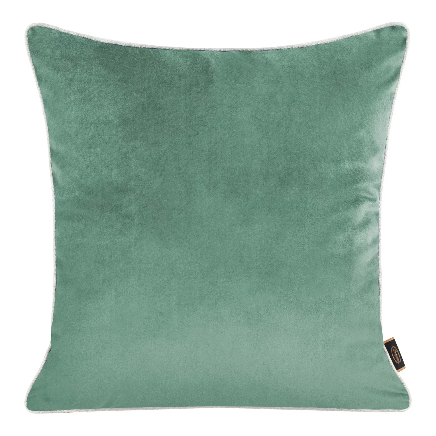 Poszewka na poduszkę 45x45 cm welwetowa kolor turkusowy, jasnoszary, dwustronna z wypustką na brzegach VELVET 57 Eurofirany Premium