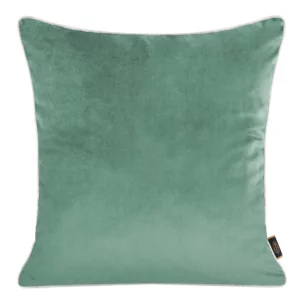 Poszewka na poduszkę 45x45 cm welwetowa kolor turkusowy, jasnoszary, dwustronna z wypustką na brzegach VELVET 57 Eurofirany Premium