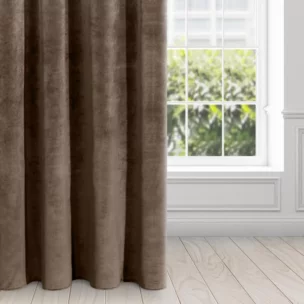 Zasłona brązowa z ekskluzywnego aksamitnego welwetu 290 g/m2 140x250 cm 10 szt. przelotek - VILLA
