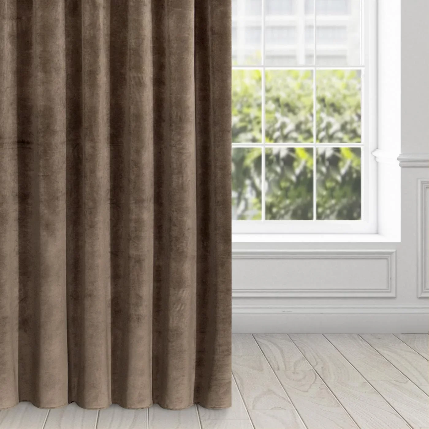 Zasłona brązowa z ekskluzywnego aksamitnego welwetu 290 g/m2 140x270 cm taśma - VILLA