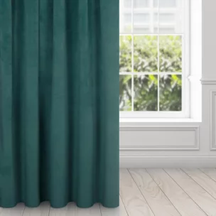 Zasłona ciemnoturkusowa z ekskluzywnego aksamitnego welwetu 290 g/m2 140x270 cm taśma - VILLA