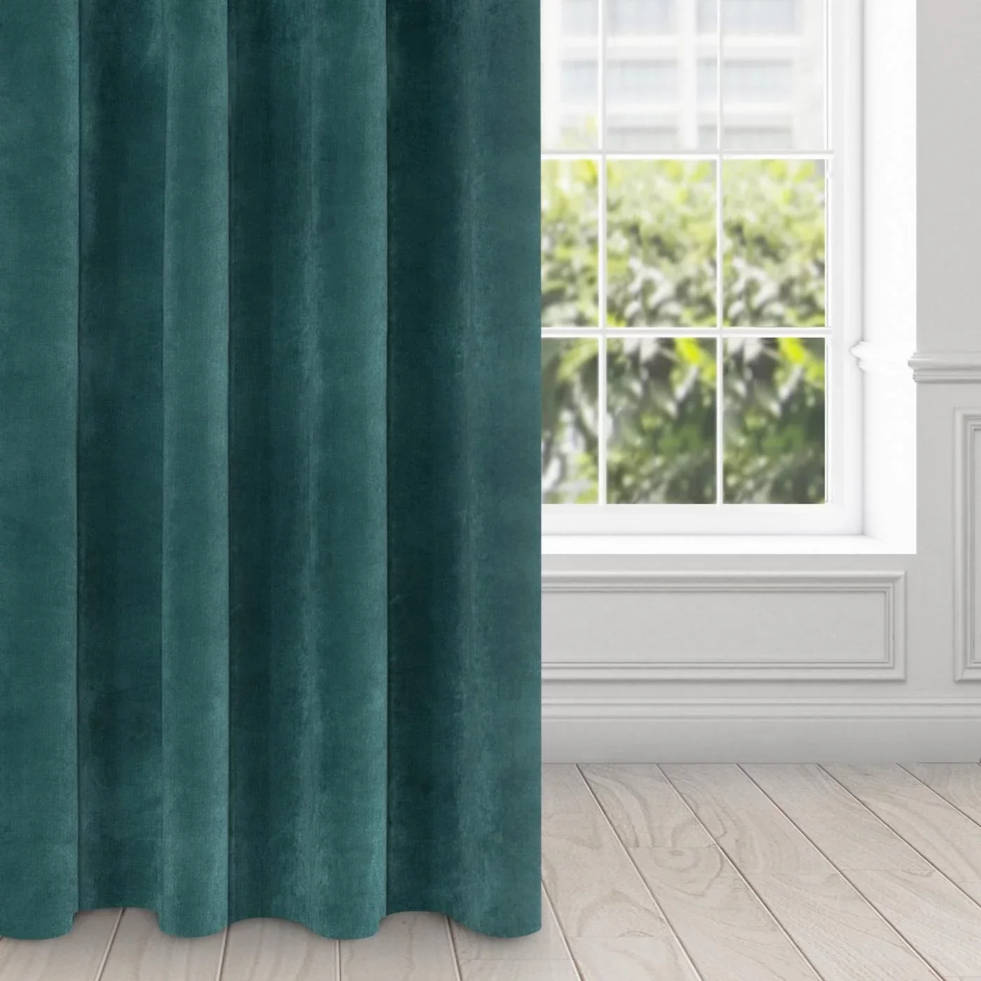 Zasłona ciemnoturkusowa z ekskluzywnego aksamitnego welwetu 290 g/m2 140x250 cm 10 szt. przelotek - VILLA