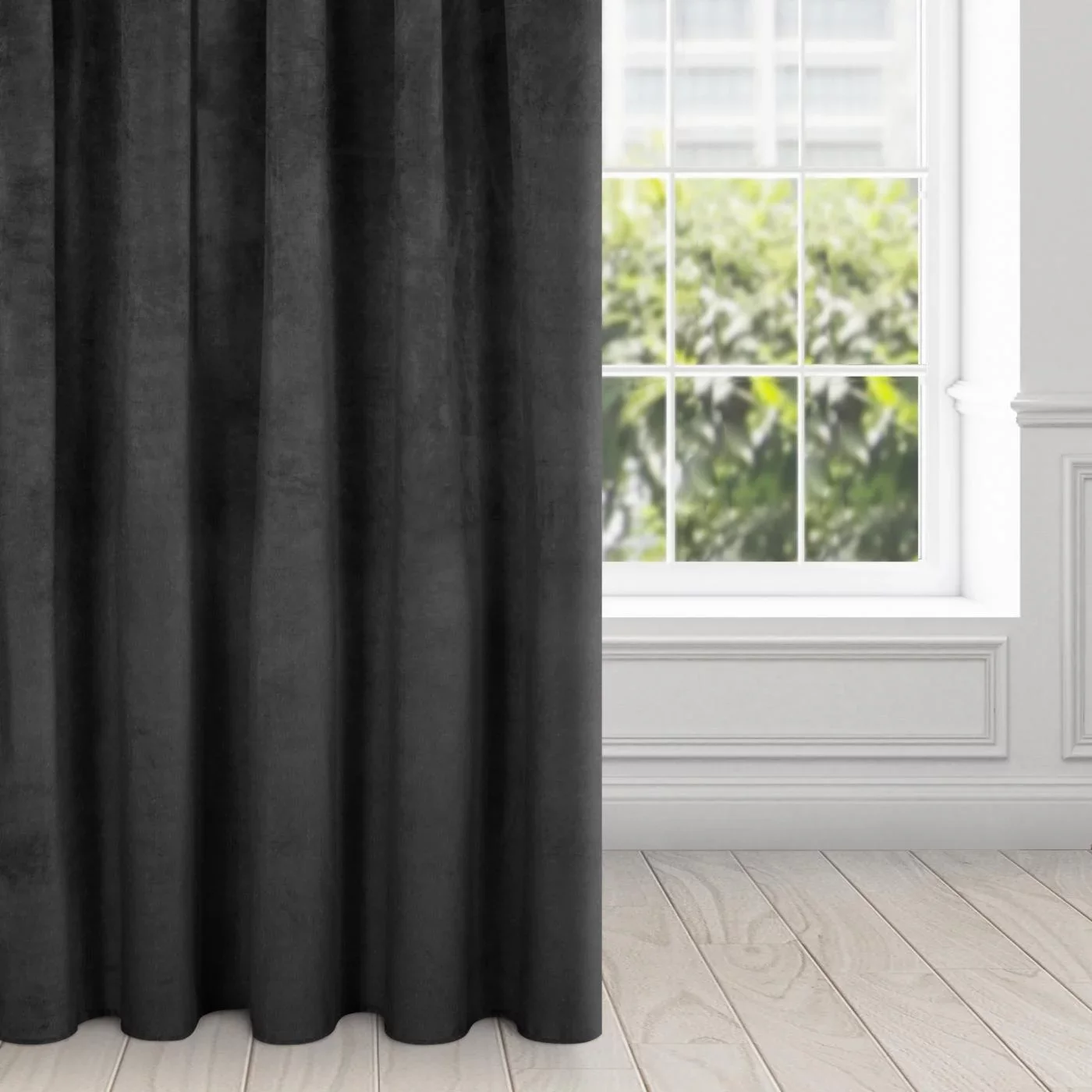 Zasłona czarna z ekskluzywnego aksamitnego welwetu 290 g/m2 140x270 cm taśma - VILLA