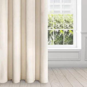 Zasłona jasnobeżowa z ekskluzywnego aksamitnego welwetu 290 g/m2 140x250 cm 10 szt. przelotek - VILLA