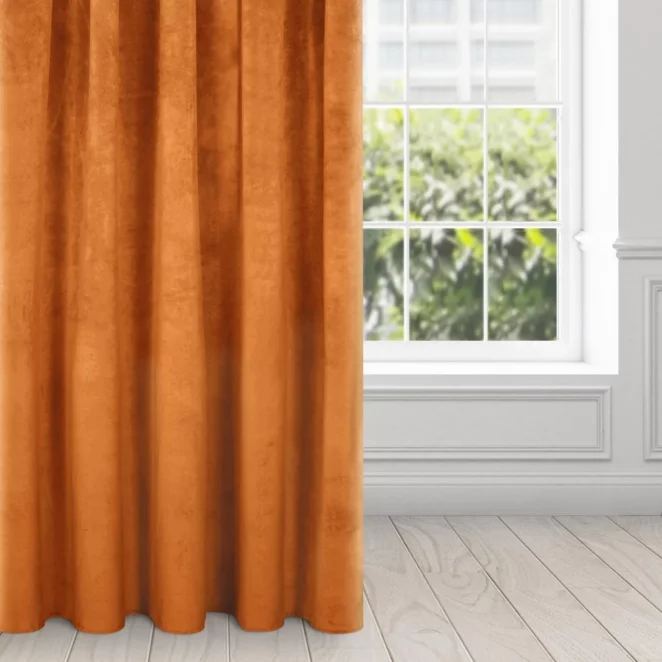 Zasłona ruda z ekskluzywnego aksamitnego welwetu 290 g/m2 140x270 cm taśma - VILLA