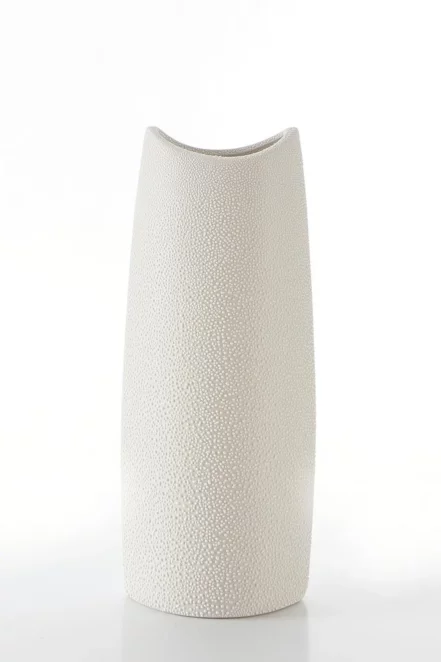 Wazon ceramiczny kremowy  z efektem rosy 14x9x35 cm RISO