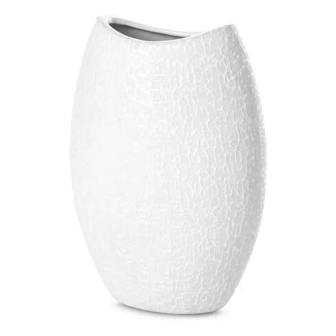 Wazon ceramiczny biały z drobnym wzorem 18x9x26 cm RISO