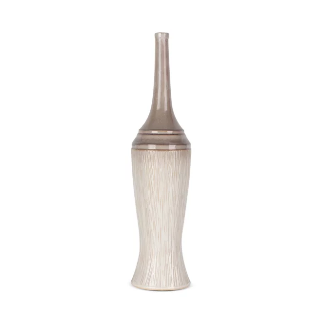 Wazon ceramiczny kremowo-brązowy w stylu boho z cieniowaniem średnica 16x66 cm ROSINA