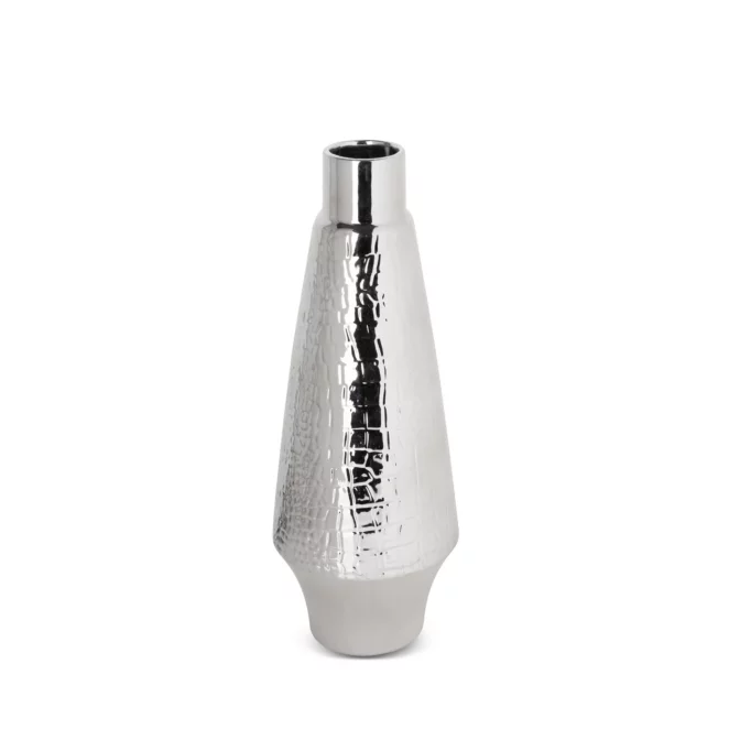 Wazon z dolomitu srebrny dekoracyjny średnica 14x39 cm ERNA