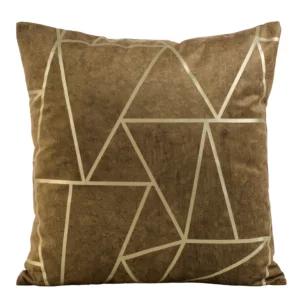 Poszewka na poduszkę 45x45 cm welwetowa brązowa z nadrukiem geometrycznym BLINK 29