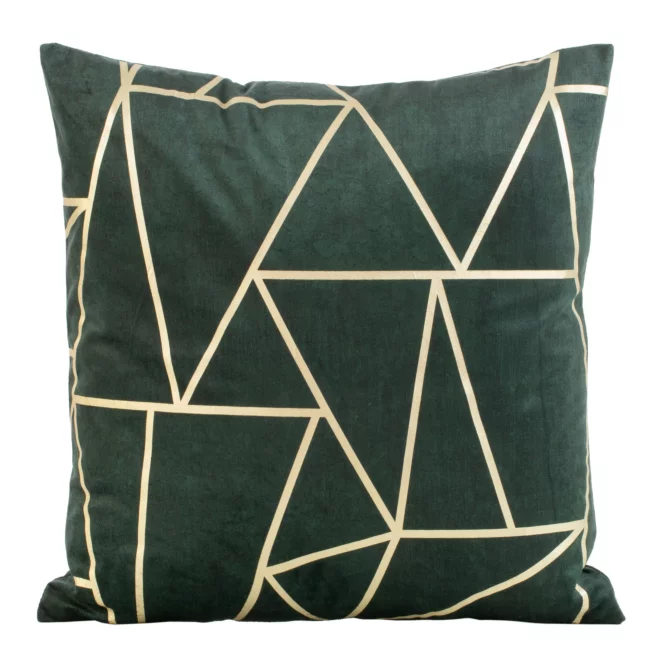 Poszewka na poduszkę 45x45 cm welwetowa ciemnozielona z nadrukiem geometrycznym BLINK 29