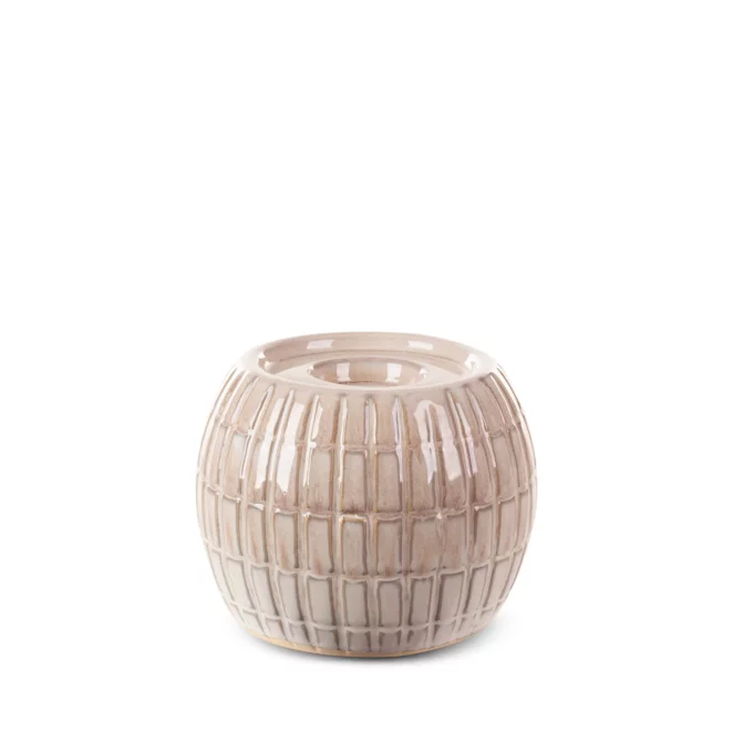 Świecznik ceramiczny kremowo-beżowy średnica 13x11 cm EDNA