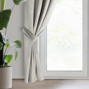 Zasłona welwetowa popielata, troczek w zestawie 140x270 cm przelotka - ANTARA