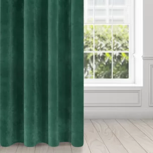 Zasłona ciemnozielona z ekskluzywnego aksamitnego welwetu 290 g/m2 140x250 cm 10 szt. przelotek - VILLA