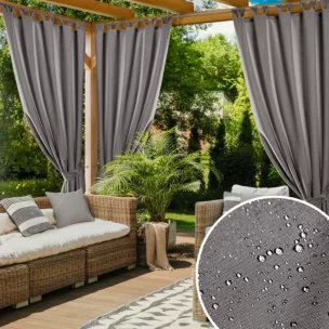 Zasłona stalowa z wodoodpornej tkaniny idealna do ogrodu i na taras 155x220 cm szelki/rzep - GARDEN