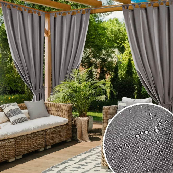 Zasłona stalowa z wodoodpornej tkaniny idealna do ogrodu i na taras 155x220 cm szelki/rzep - GARDEN