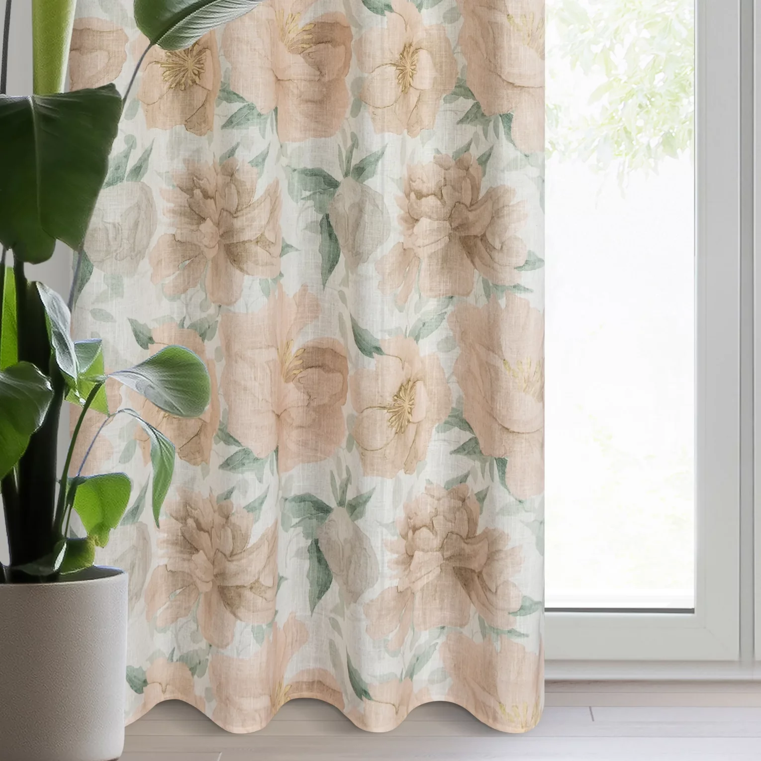 Zasłona naturalno, jasnopomarańczowa z dodatkiem lnu w stylu eko 140x250 cm przelotka - KARLA